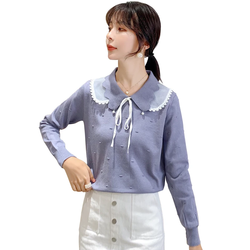 Женская трикотажная рубашка с отложным воротником весна 2020 новинка 5 цветов