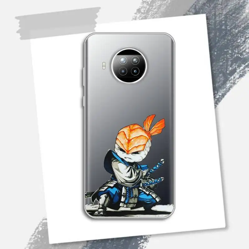 

sushi Cute cartoon funny Phone Case Transparent for Xiaomi Redmi note 10 t 8 9 pro lite 11 shell cover funda