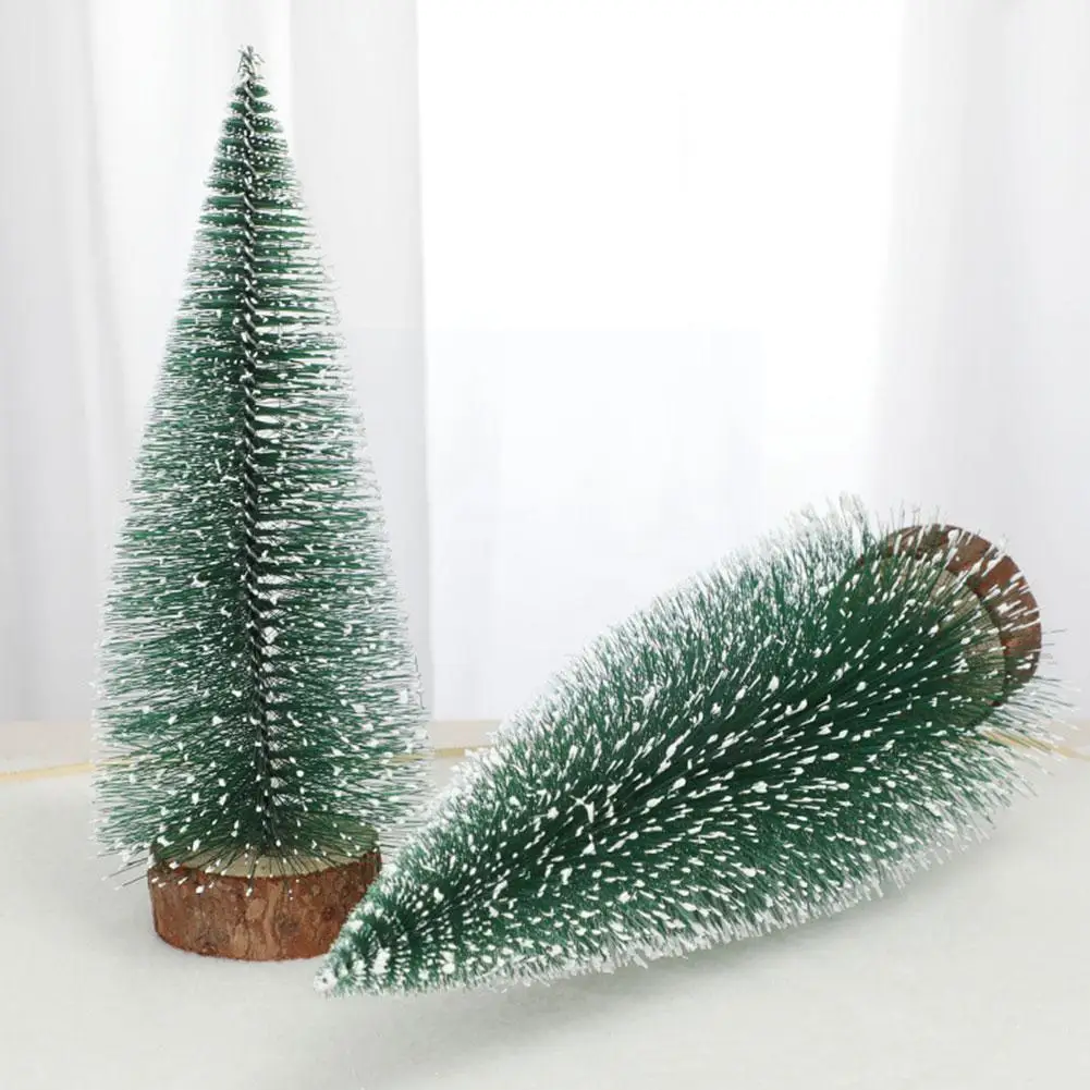 

Small DIY Christmas Tree Fake Pine Tree Mini Sisal House Tree Bottle Frost Santa Village Christmas Brush E6V0