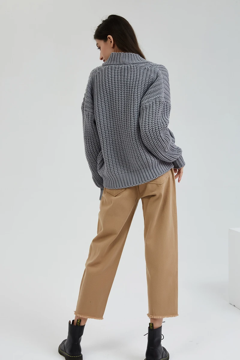 Wixra Knitted Chunky Cardigan Sweater Women Simple Solid Thick Button Clothing Sweater Stylish Tops for Female Autumn Winter
