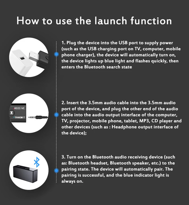 5.0 Audio Transmitter Wireless Bluetooth Receiver Adapter Mini Stereo Dongle Aux Usb 3.5 Mm For Laptop Tv Pc | Электроника