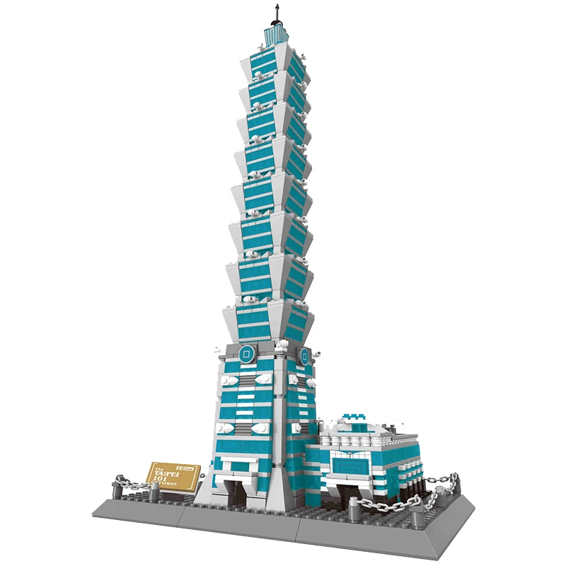 

wange 5221 New Famous Architecture series The Taipei 101 3D Model Building Blocks Kits Classic Toys For Children