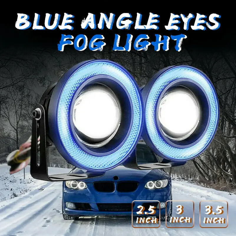 

1 пара синие COB светодиодный туман светильник проектор автомобильные ангельские глаза гало кольца фар дальнего света