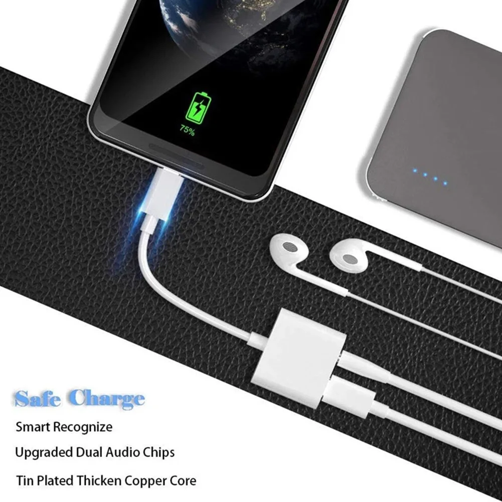 

USB Type-C To 3.5mm Cable Converter Headphone Adapter Data Headphone Audio Jack Adapter Fast Charging Cable White Fast Charging