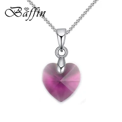 BAFFIN мини-ожерелье в форме сердца, подвеска с кристаллами Swarovski для женщин и девочек, подарок, серебряная цепочка, Детские ювелирные украшения - Окраска металла: Amethyst