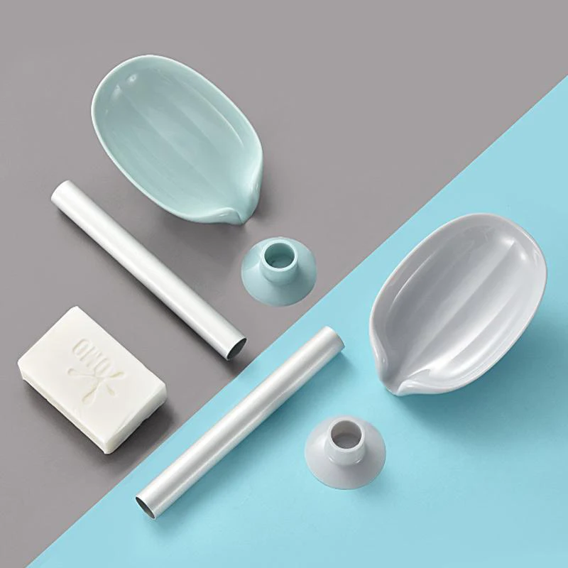 

Newly Creative Leaf-shaped Soap Box Bathroom Organizer Soap Holder Drain Standing Perforation-Free TE889