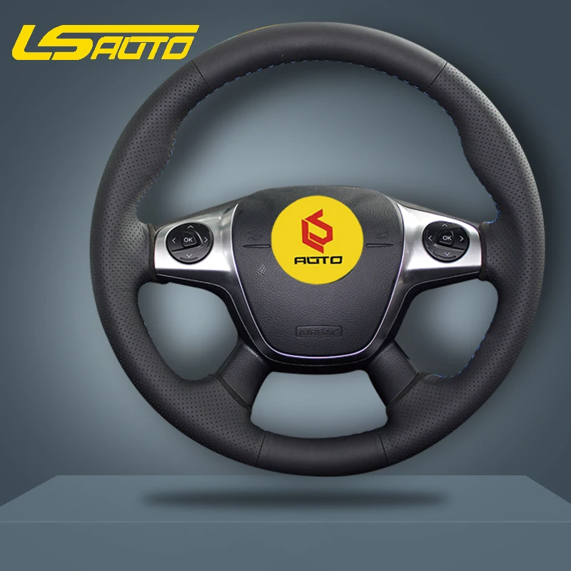 Оплётка для руля чехол Ford Focus 3 2012 2014 KUGA Escape 2013 2016 C MAX 2011 2018 cache volant|Чехлы на руль| |
