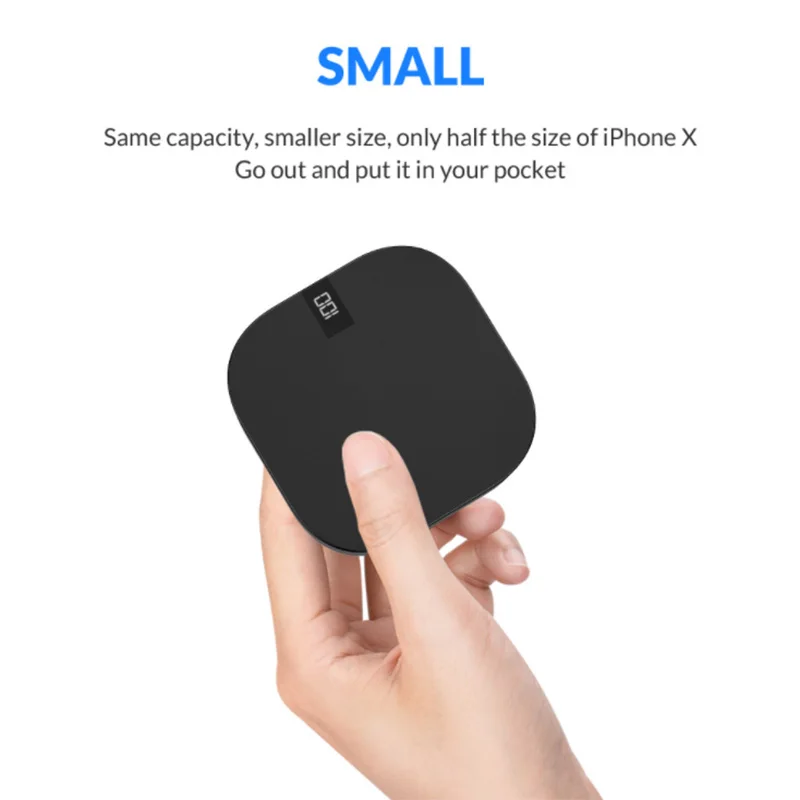 Маленький мини внешний аккумулятор 10000 мАч портативное зарядное устройство для