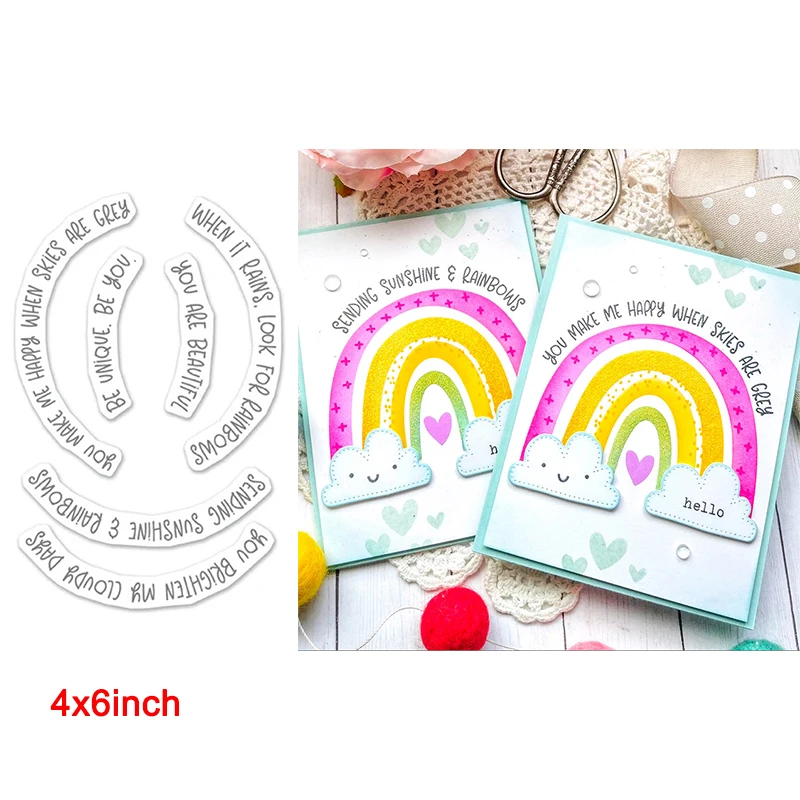 Симпатичные Радужные облака слова Комбинируемые прозрачные штампы разборные