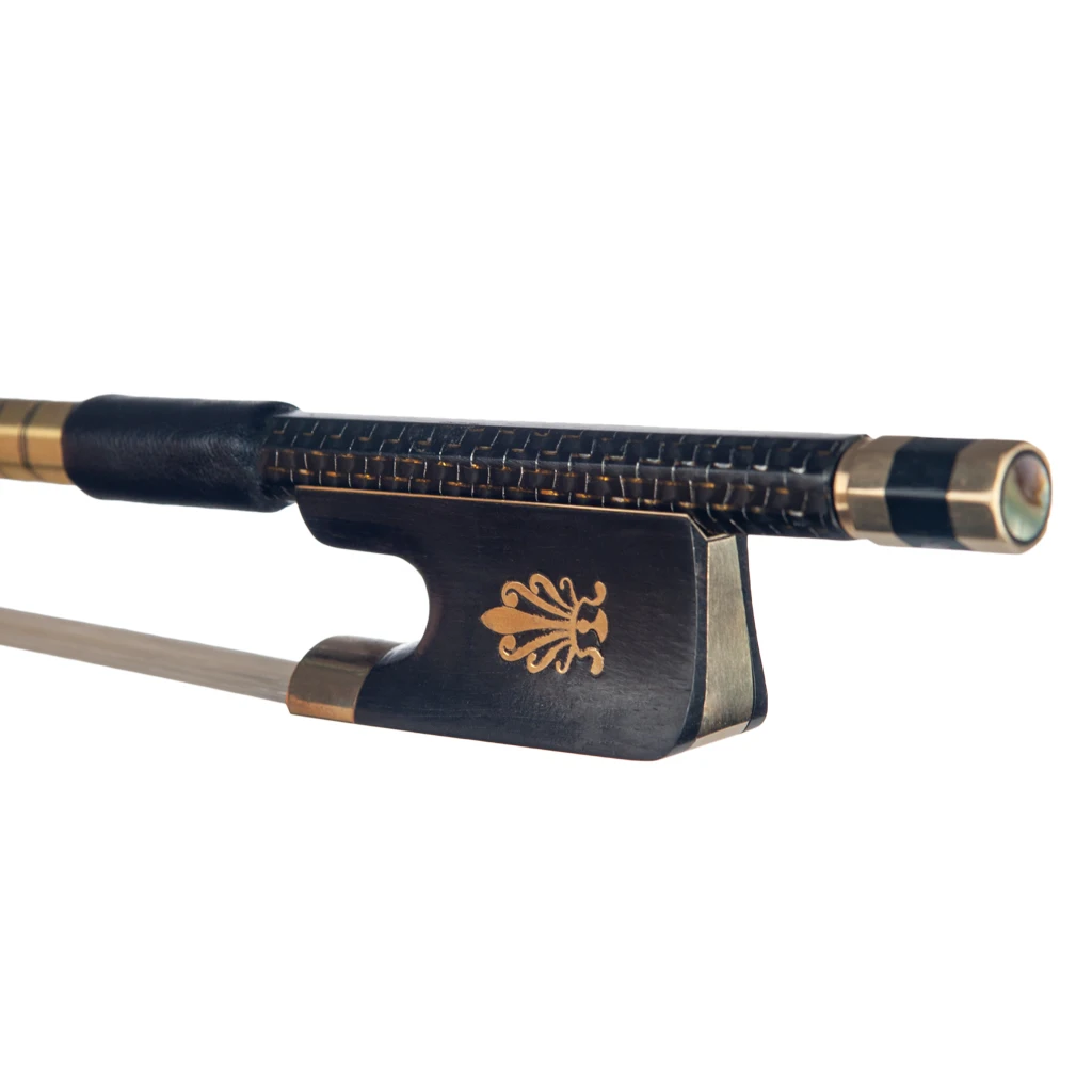 Master 4/4 Cello Bow Carbon Fiber Bow Golden Silk Braided Carbon Fiber Stick Round Stick AAA Grade Horsehair Fast Response enlarge