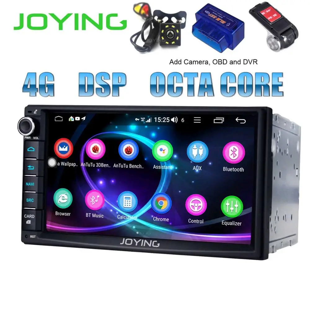 Add Camera DVR OBD Двойной 2Din " Восьмиядерный 4 Гб+ 64 Гб головное устройство Android 8,1 Универсальное автомобильное радио стерео музыкальный плеер Встроенный 4G модуль DSP Carplay - Цвет: Add Camera DVR OBD