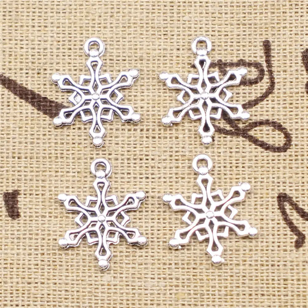 

Jewelri Pendant 19x15mm Snowflake Charms Antique Silver Color 20pcs