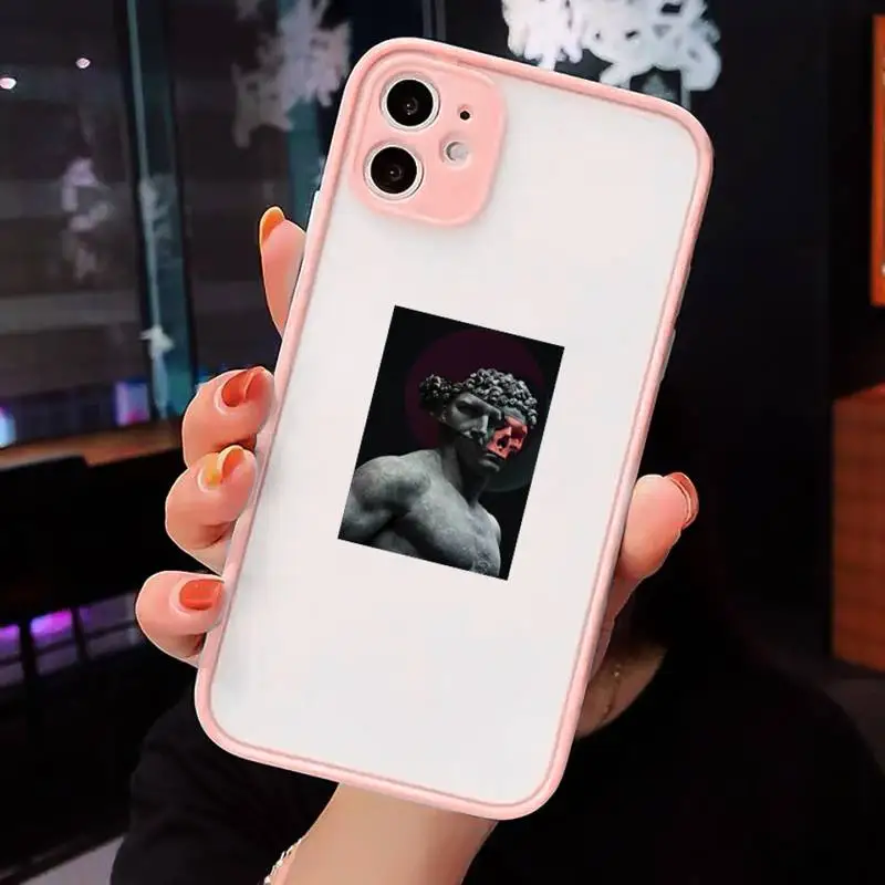 

Abstract Art Statue David funny Phone Case Matte Transparent for iPhone 7 8 11 12 s mini pro X XS XR MAX Plus cover funda