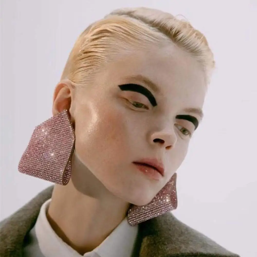 Новые блестящие стразы драгоценные камни модные женские висячие серьги