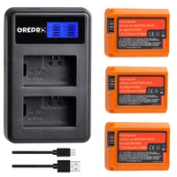 3pcs 2160mah npfw50 np fw50 np fw50 orange battery lcd dual usb charger for sony alpha a6500 a6300 a6000 a5000 a3000 nex 3 a7r
