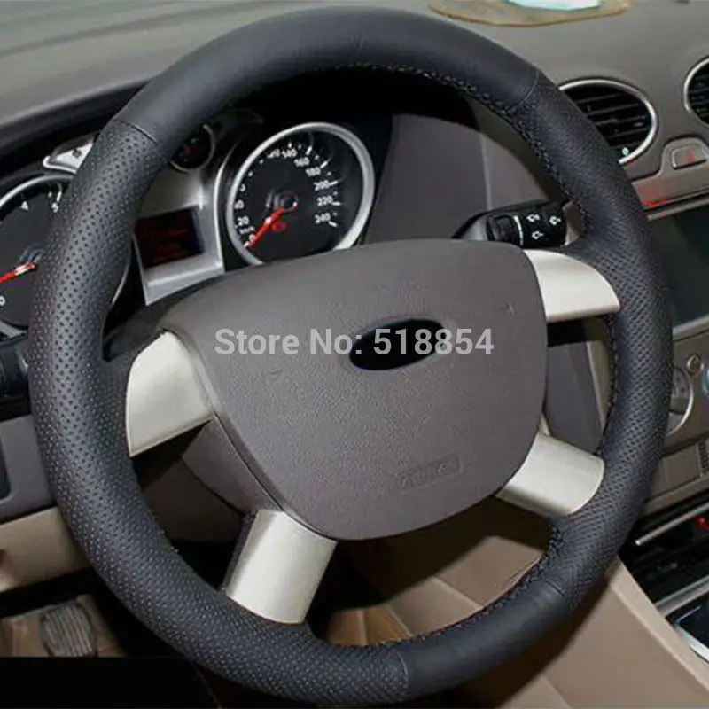 Черный чехол рулевого колеса автомобиля из искусственной кожи для Ford Kuga 2008-2011 Focus