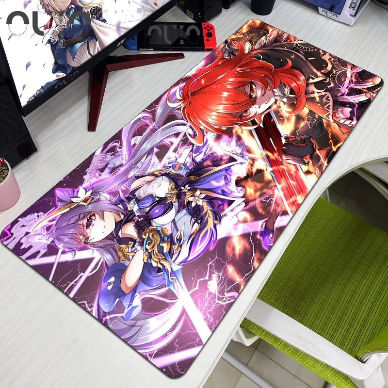

OUIO XXL Genshin Impact Ganyu Mouse Pad Gamer Anime Sexy Girl Large Desk Mat Computer Gaming Peripheral Accessories MousePads