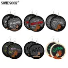 SOMESOOR красивые деревянные серьги-подвески HBCU MOM Queen BAE в афро-стиле с черными высками меланина Художественная печать для женщин Подарки