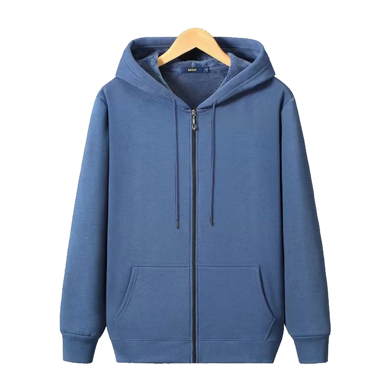 

2021 New Winter Plus Men Hoodie Plus Velvet Thick Pure Cotton Solid Color Warm And Soft Ladies Zipper Coat Casual Sweatshirt