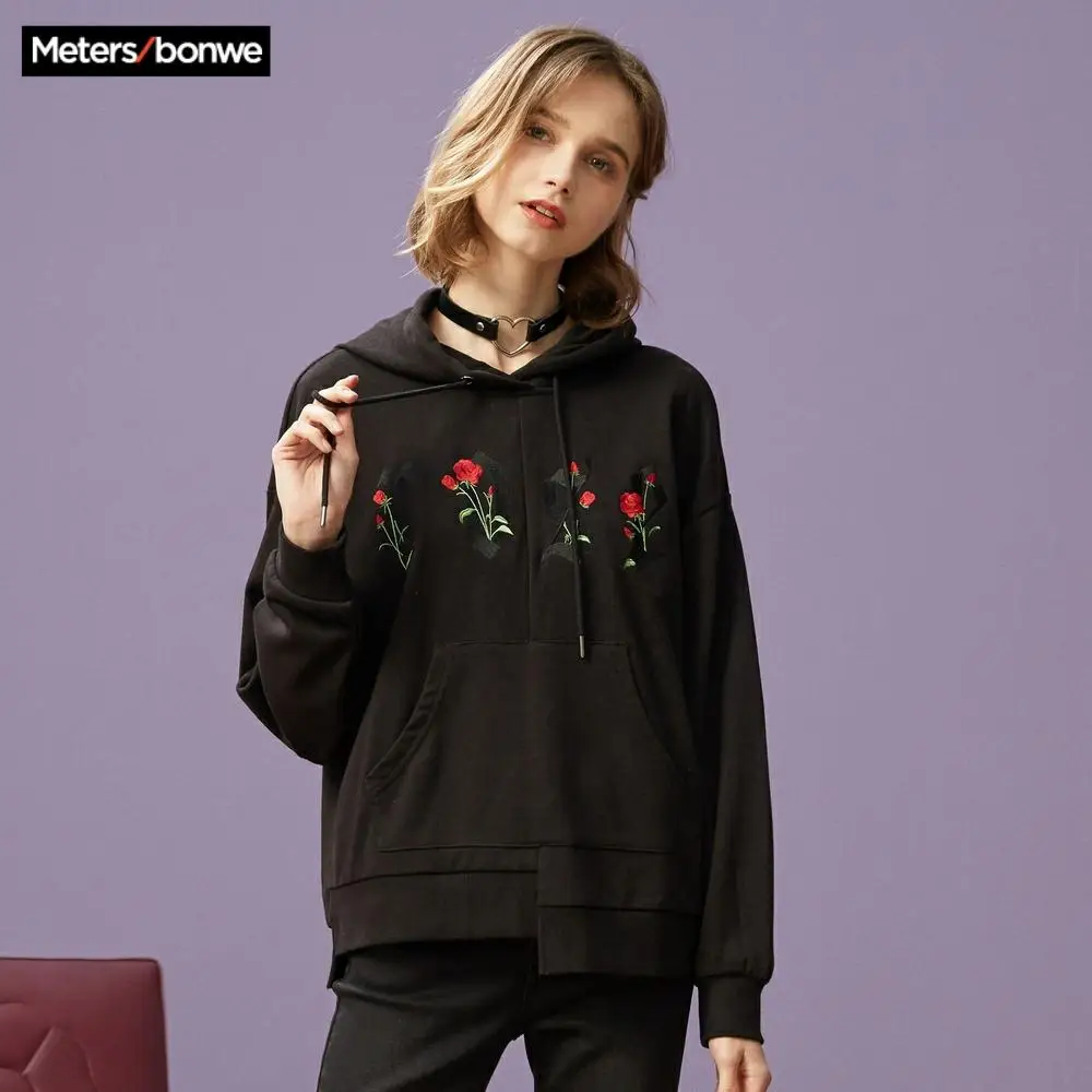 Metersbonwe толстовки для женщин женская одежда с цветочным принтом Повседневная