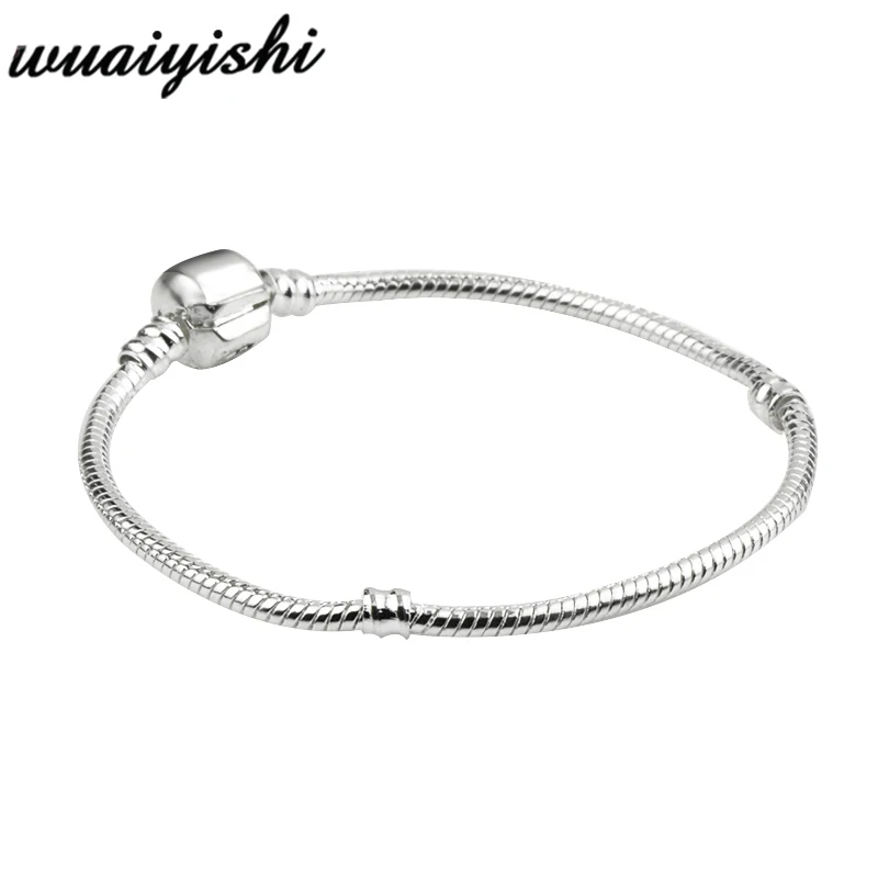 925 silver plated Браслеты для девушек, Браслеты mujer, полимерные бусины Подвески украшения, серебряные DIY Браслеты для женщин, модная повязка на руку, цепочка из сплава - Окраска металла: 925 silver plated