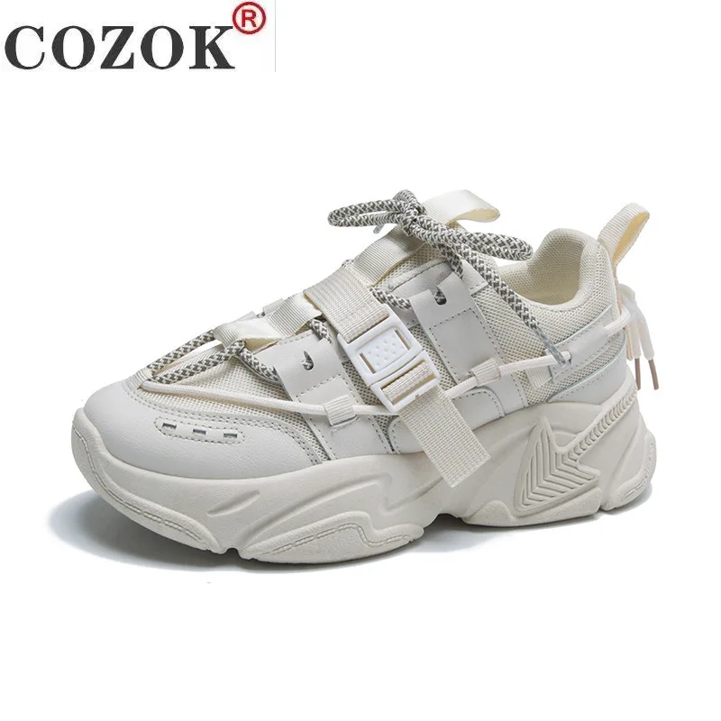 

Women Chunky Shoes Mesh Breathable Comfortable Platform Increase 6cm Luxury Designer Female Trainers Femme Vulcaniser Chaussures