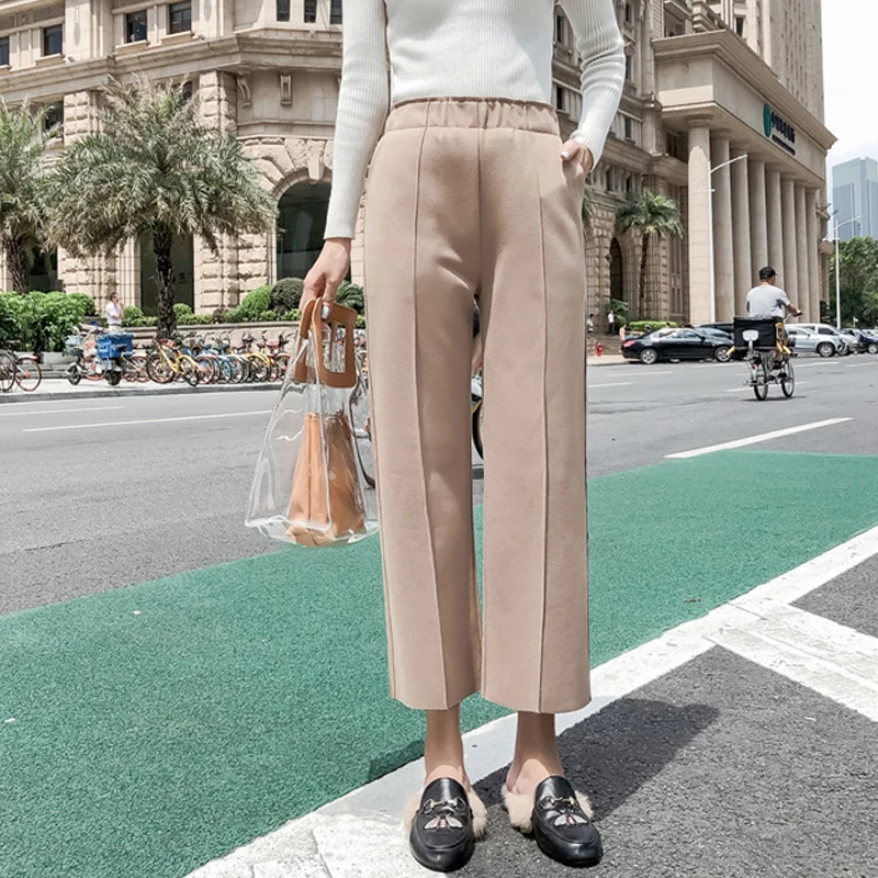 Новинка Весна 2020 женские эластичные шерстяные брюки повседневные шаровары