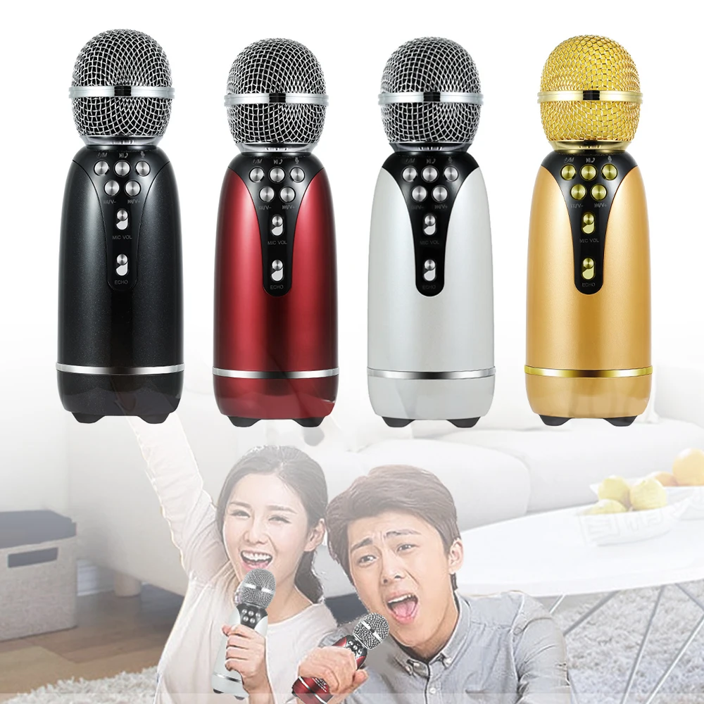 

Портативный беспроводной микрофон, домашний микрофон с Bluetooth, Ручной конденсаторный микрофон с поддержкой FM, TF, для караоке, смартфона, K Song