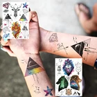 Водонепроницаемые Временные татуировки волка для мужчин и детей, женские нарукавники для тела лисы, наклейки для тату с оленем, лесные поддельные геометрические тату