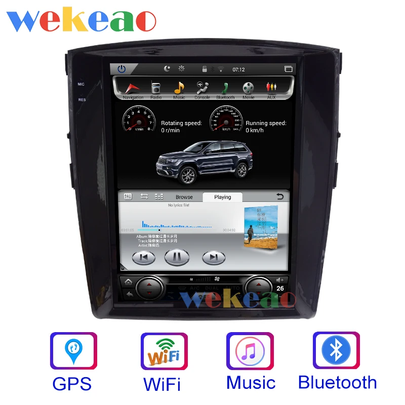 Wekeao вертикальный экран Tesla style 12,1 ''Android 7,1 Автомобильный мультимедийный Dvd навигатор Автомагнитола для Mitsubishi Pajero V93 2006