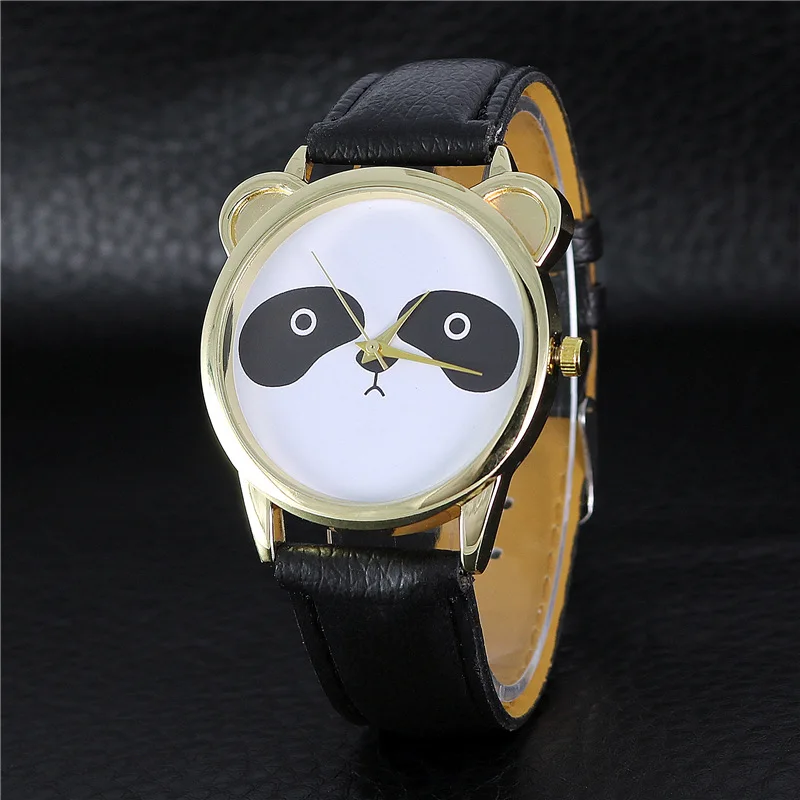 Милые детские часы с рисунком панды из искусственной кожи ремешками для девочек