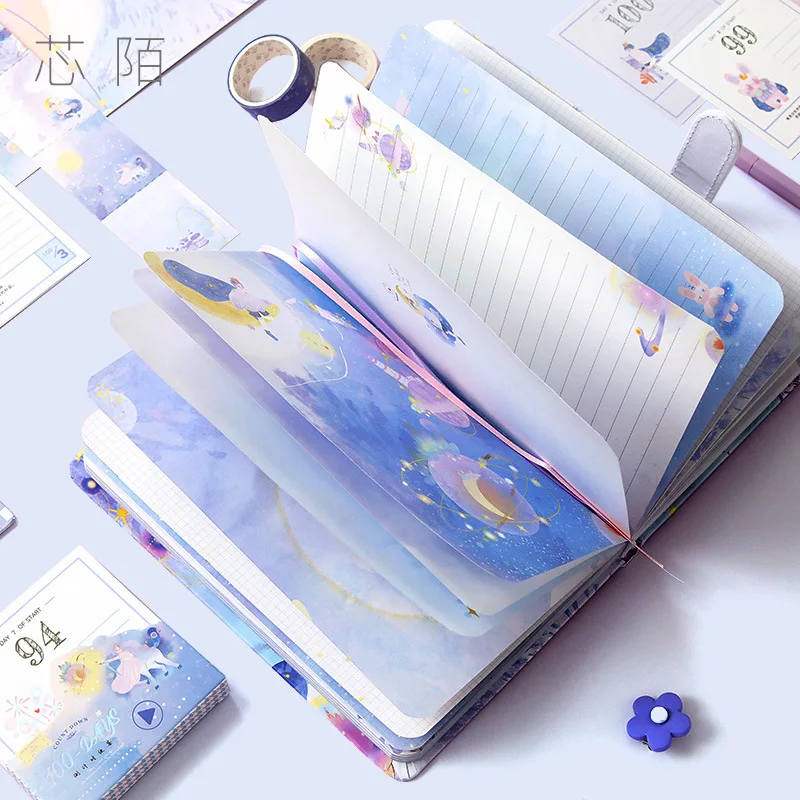 

2021 New 13x19cm Little Prince Fairy Tail Beautiful Notebook Colored Pages Students Gift Lovely Diary Planner Agenda Notepad