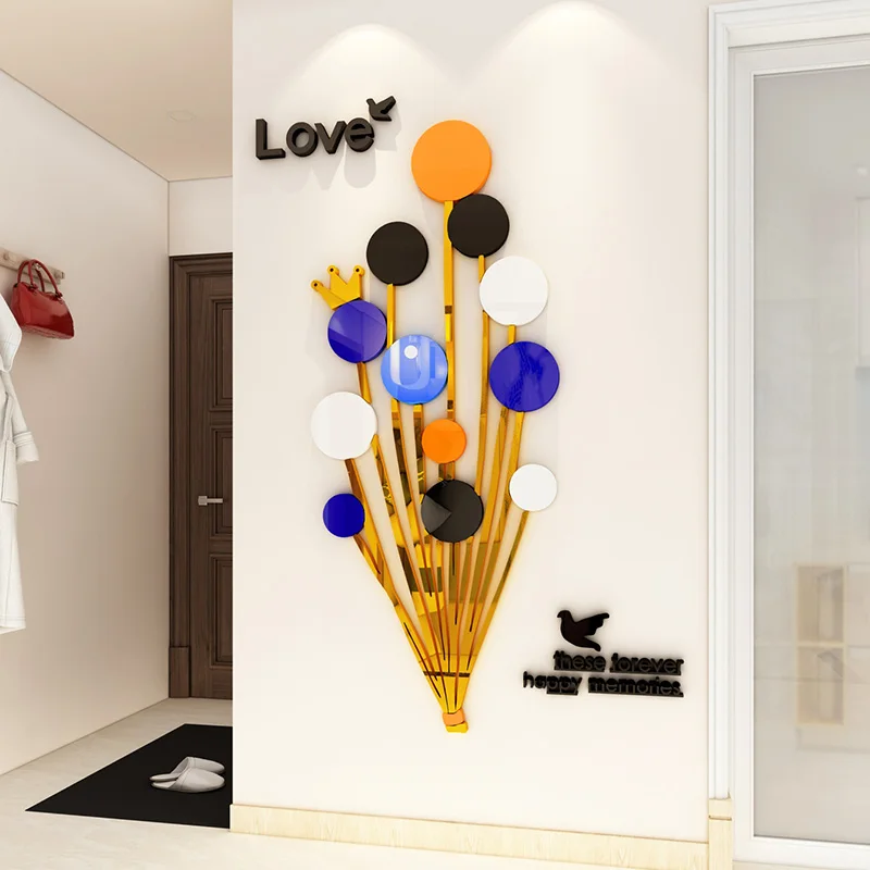 

Nordic DIY Light luxury balloon children's room bedroom living room TV background mirror brick wall 3D acrylic wall sticker