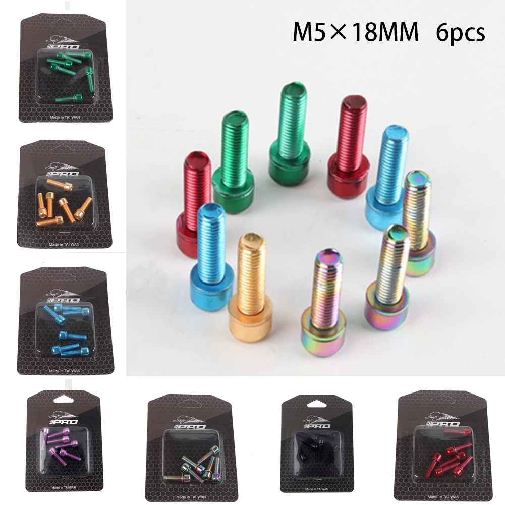 

M5*18mm Bolts Titanium Plated MTB Bicycle Steering Handlebar 6pcs Useful