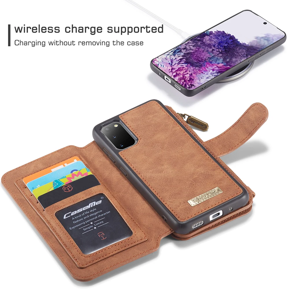 

Wallet leather case for Samsung S20 S20 Ultra S20 Plus luxury zipper magnetic large capacity retro flip leather