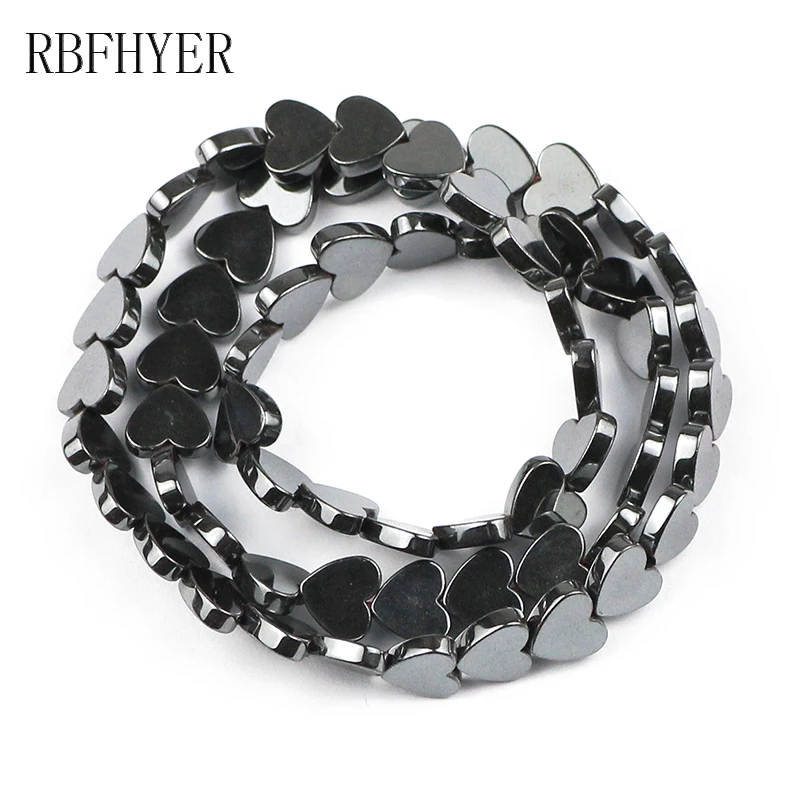 Бусины из гематита с черным сердечком 6/8/10 мм|Бусины| |