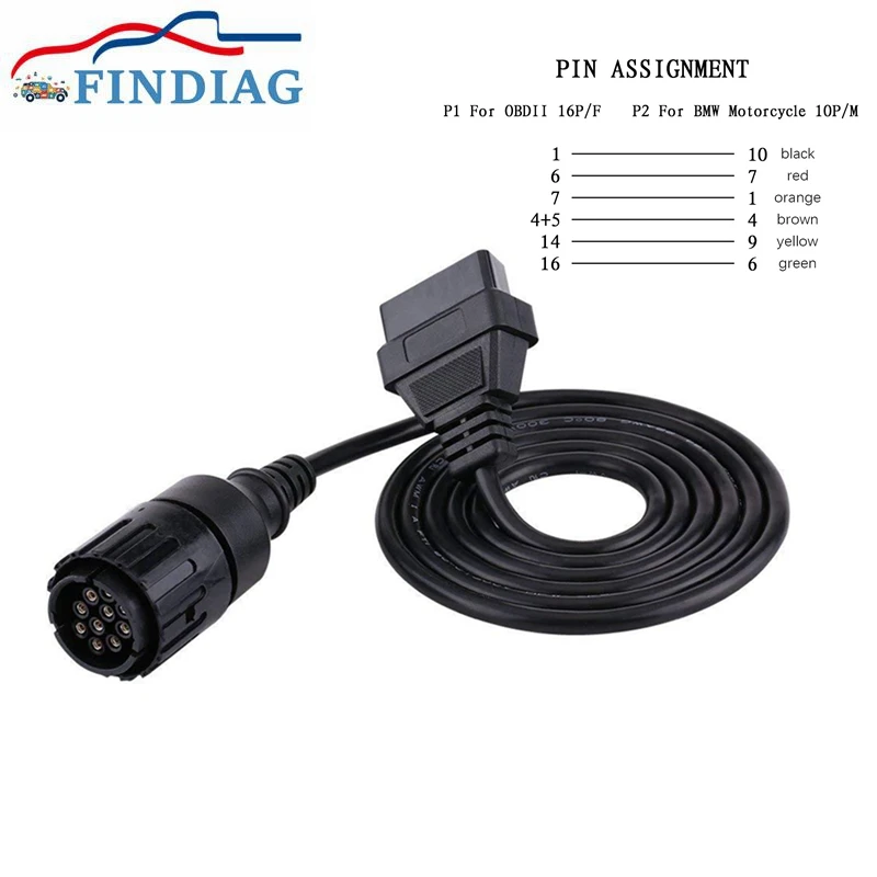 

Мотоциклы OBDII Диагностический кабель для BMW ICOM-D 10Pin для 16Pin адаптер I-COM A2 инструмент коаксиальные кабели 1 м Длина кабель-удлинитель