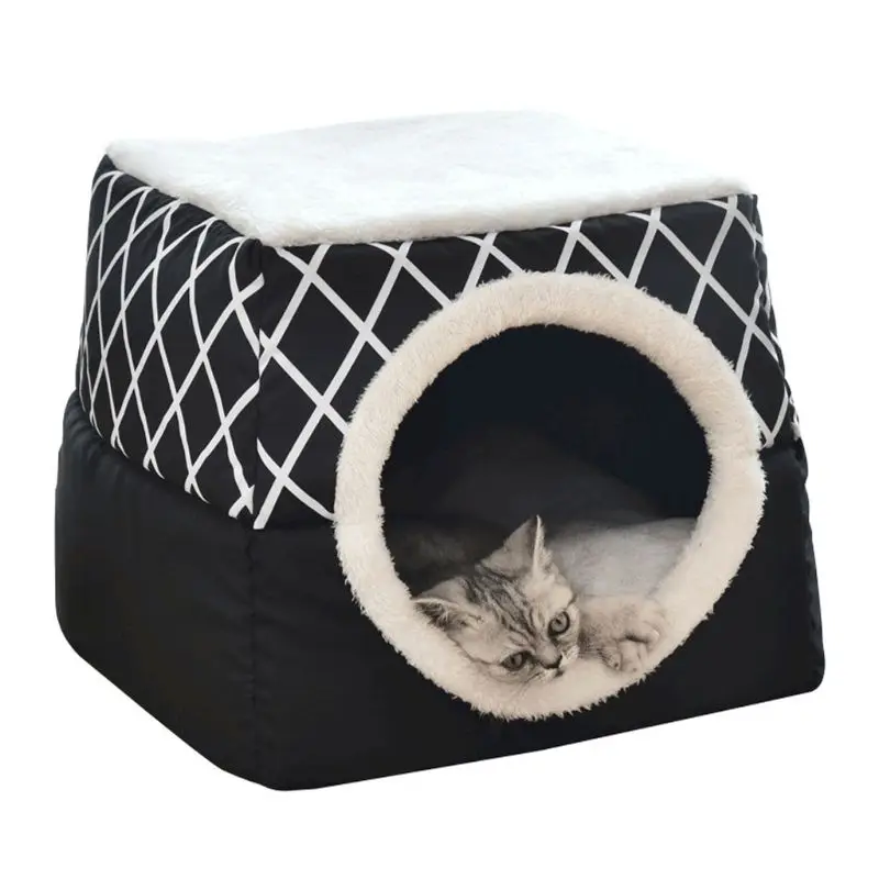 

Round Cat Bed -dog Bed Cute and Comfortable Self Warming Plush Calming Cat Bed K3NA