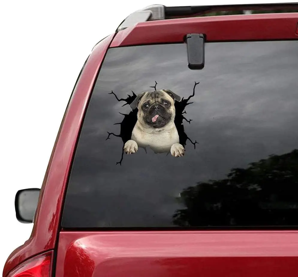 

RAMUATI 3 pcs Sticker/White Pug Window Wall Sticker, Dogs Wall Sticker Lover, Laptop Sticker