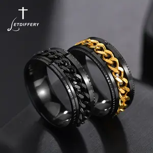 Letdiffery Cabeza De León Genial Con Anillo De Titanio Negro Letdiffery Cabeza De León Genial Con Anillo De Titanio Negro