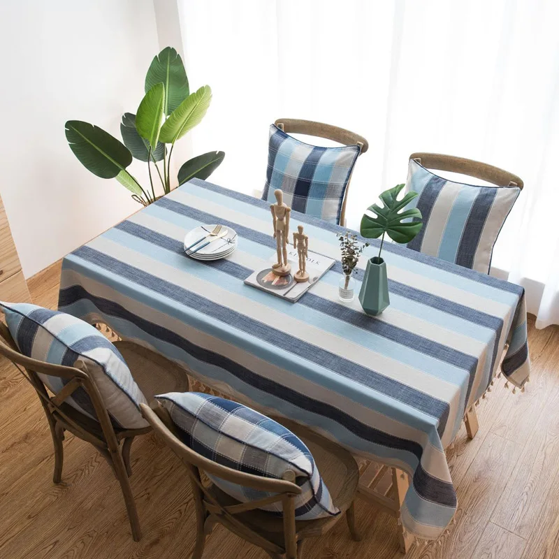 Водонепроницаемая скатерть для кухонного стола в полоску прямоугольная
