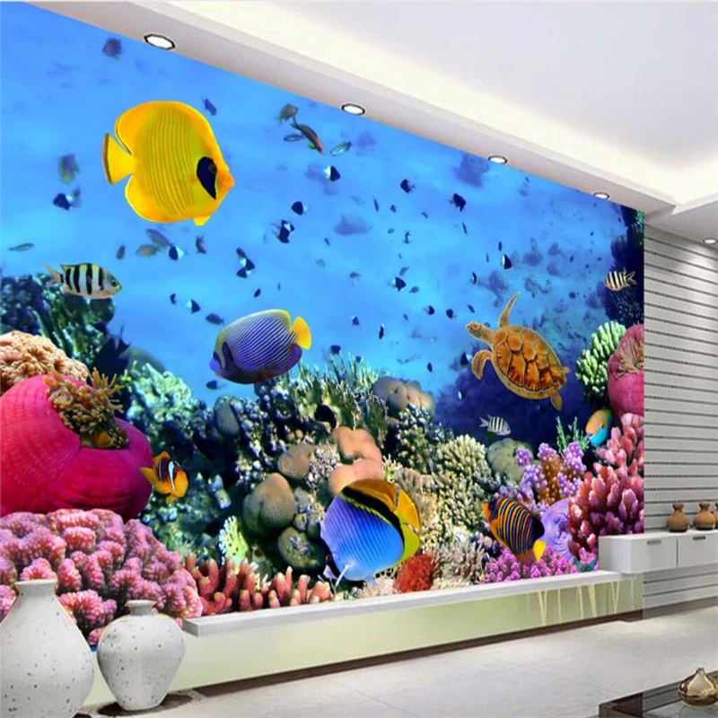 ПВХ обои на заказ самоклеящиеся 3D для пола любой размер морской мир Коралловая