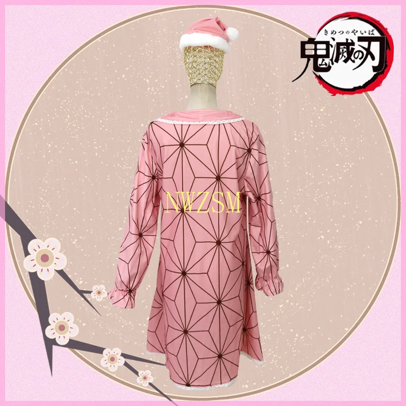 

Demon Slayer Cosplay Kimetsu no Yaiba Kamado Nezuko Christmas Dress Hat Nightgown Dress Pajamas Sleepwear Cosplay Costume