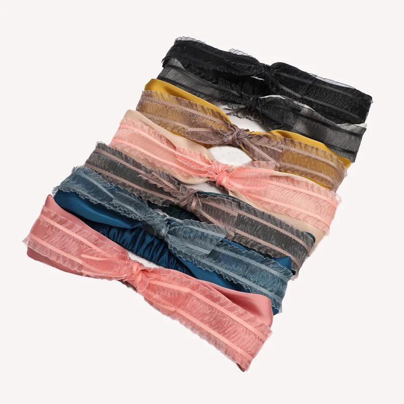 

12pcs Fairy Mesh Lace Bow Hair Band Ladies Headwear Rabbit Ears Headband Hair Accessories Girls Headwrap