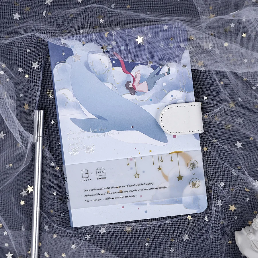 Блокнот с магнитной пряжкой в твердой обложке серия мечта Кита ТОЛСТЫЙ цветной