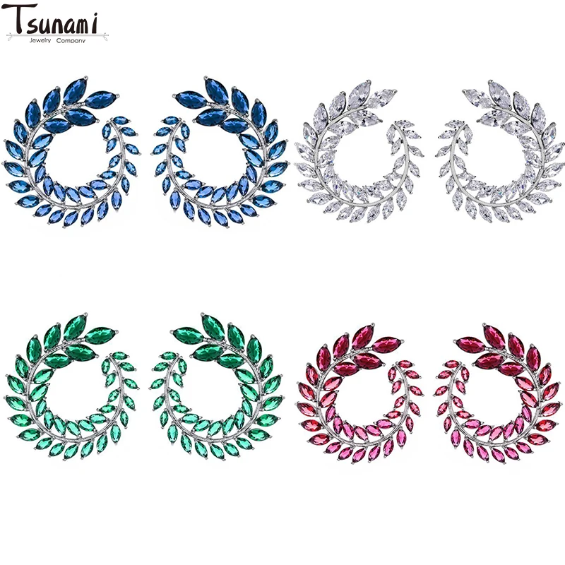 Модные милые серьги-гвоздики с листьями растений для женщин ювелирные изделия