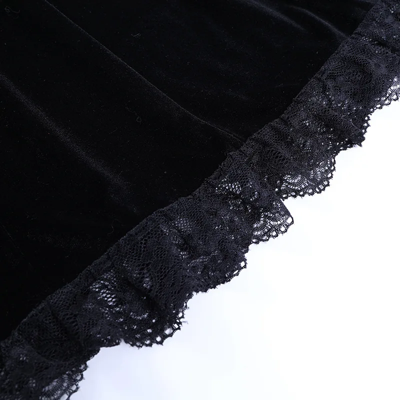 

New High Waist Vintage Lace Black Dress Goth Sexy Vintage Mini Dress Aesthetic Elegant Short Sleeve A Line Dress Party Club Wear
