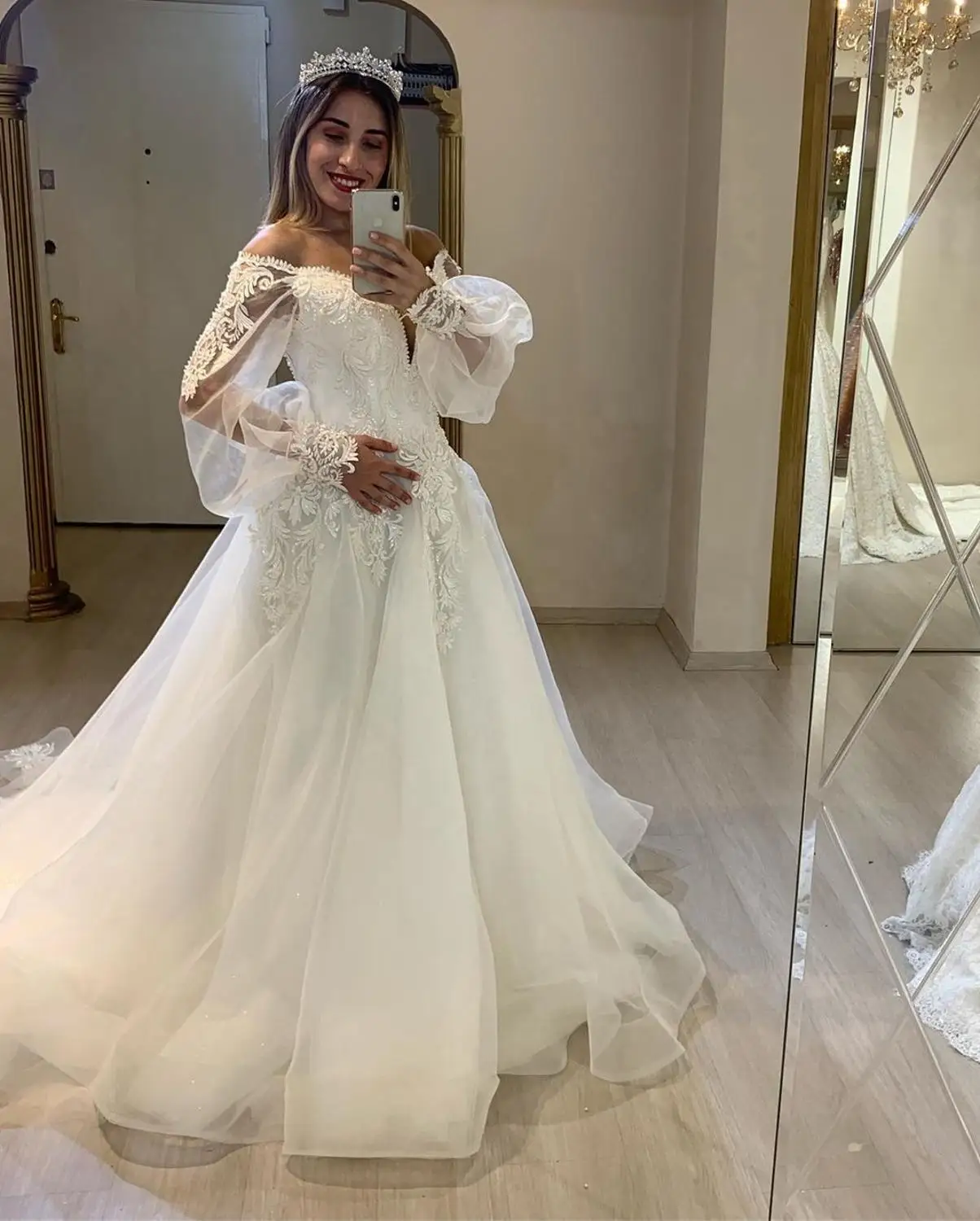 2020 портрет мечтательной одежда с длинным рукавом свадебное платье открытыми