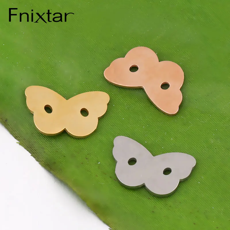 Fnixtar 20 шт./лот милые Подвески бабочки зеркальная полировка из нержавеющей стали