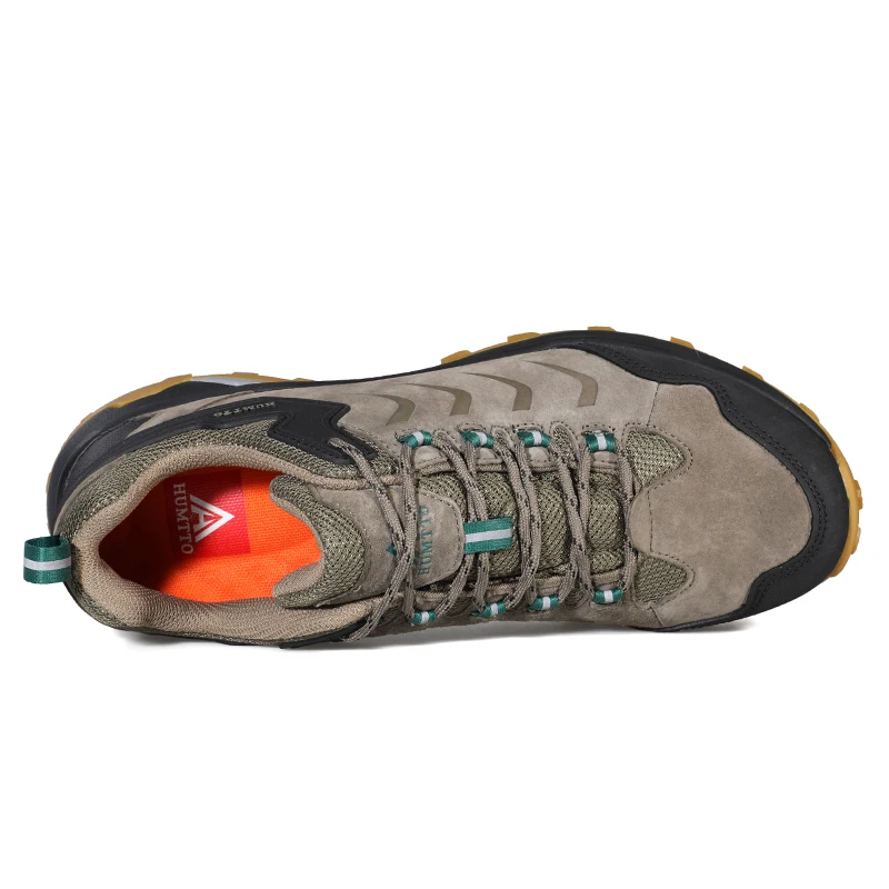 Мужские кроссовки из натуральной кожи на шнуровке Нескользящие для туризма |